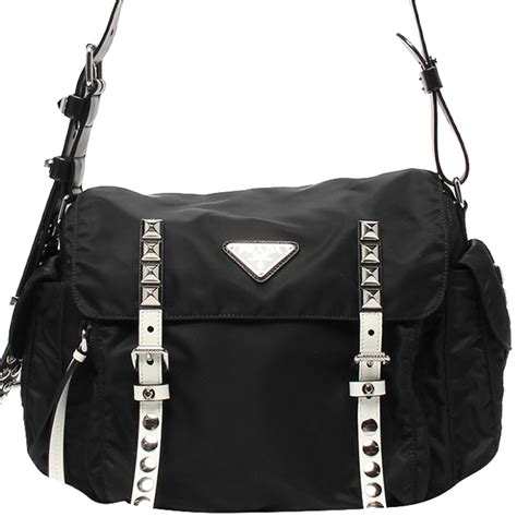 prada studded nylon messenger bag|prada nylon messenger bag vintage.